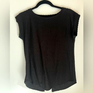 Aritzia Wilfred black textured dot shirt with open back